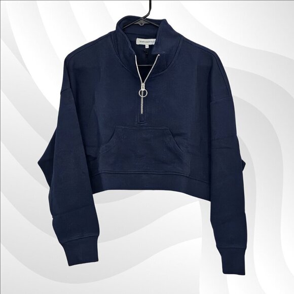 2/$50 WeWoreWhat Cropped Half Zip Pullover Terry Dress Blue Size S | Casual Chic - Picture 3 of 8